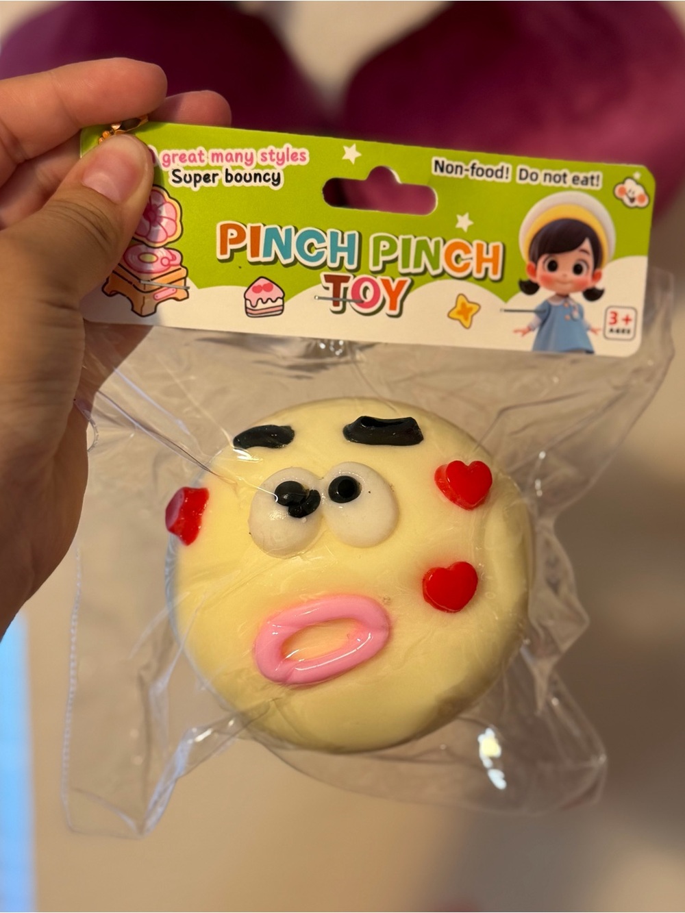 Squishy Emoji Heart Face Stress Toy - Cream